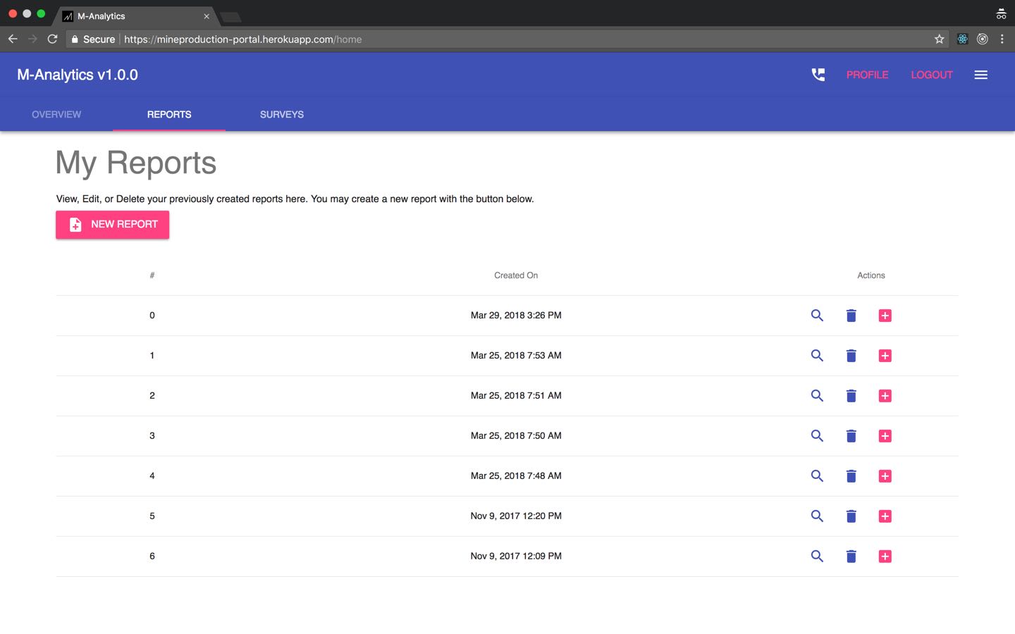 An analytics web app for mining industry created by Dallas Boyer